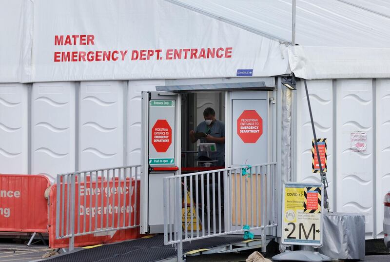 Inside the Mater: in a marquee outside the emergency department, patients are streamed into Covid- or non-Covid pathways. Photograph: Alan Betson