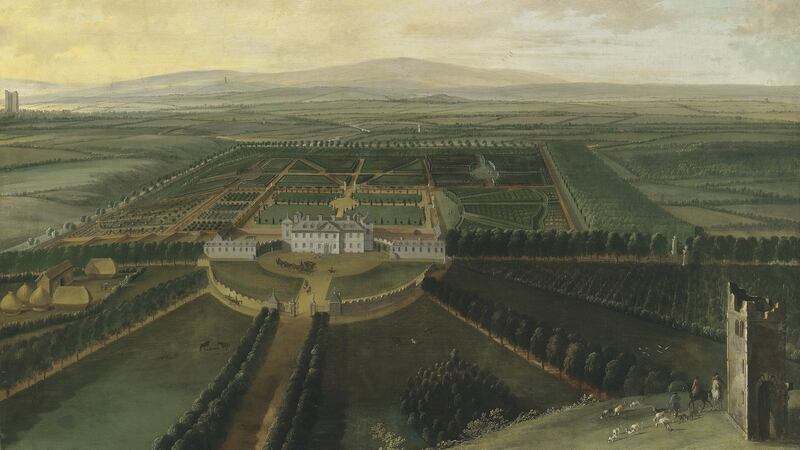 An extensive view of Carton House, County Kildare, with Maynooth in the distance, by Dutch artist William van der Hagen, sold for £428,750.