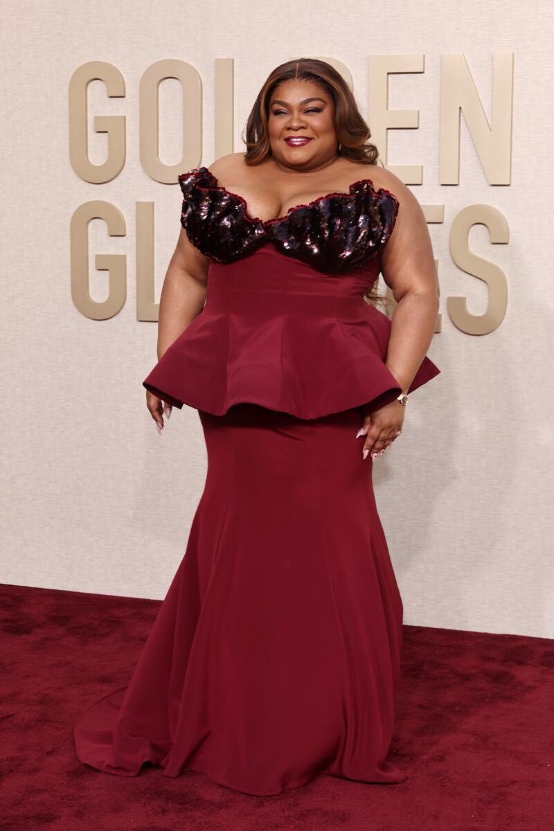 Da'Vine Joy Randolph in a maroon Rodarte gown. Photograph: Amy Sussman/Getty Images