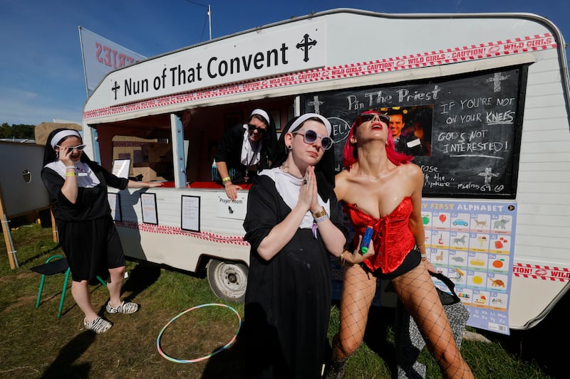 Karen Dunn and the nuns from Nun of That Convent  at Trailer Park.
 Photograph: Alan Betson/The Irish Times

