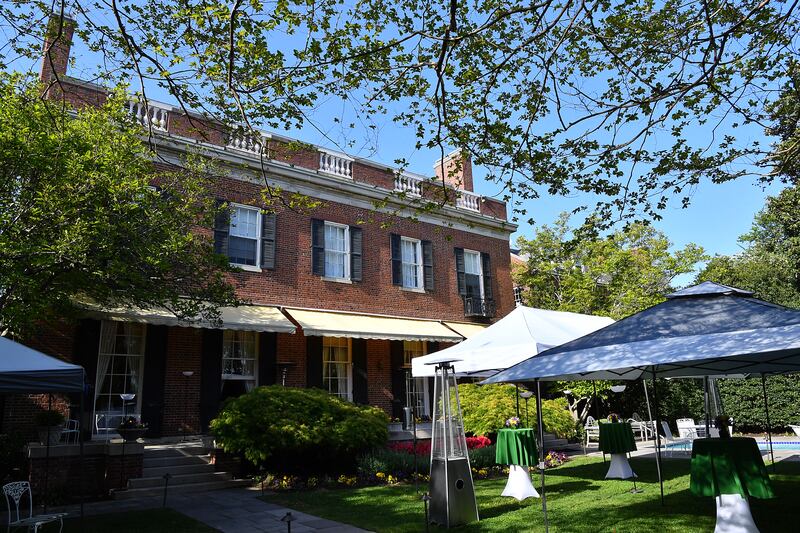 The property's rear garden. The residence is not just the home of Ireland’s top diplomat in the United States. It is also used for functions and dinners Photograph: Larry French/Getty Images