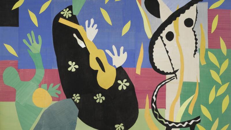 Collage: a detail of Sorrows of the King. Photograph © H Matisse Estate