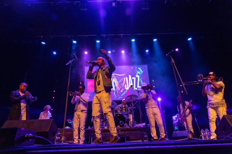 The Hypnotic Brass Ensemble lit up the Cork Opera House with their dynamic fusion of brass, hip-hop and soul. Photograph: Darragh Kane