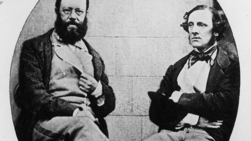 September 1857: English author Edward Lear  and Chichester Fortescue at Ardee, Ireland. Photograph:  Hulton Archive/Getty Images