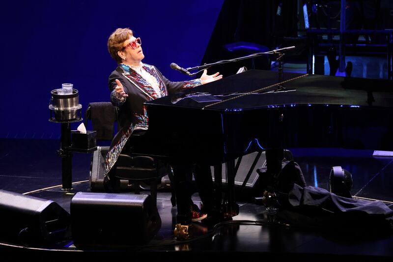 Elton John on stage at the 3Arena Dublin on Tuesday night. Photograph: Dara Mac Dónaill/The Irish Times
