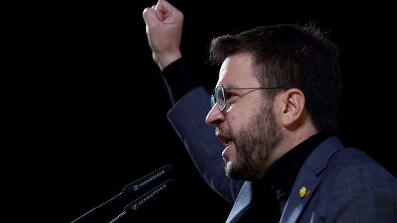 Catalonian presidential candidate Pere Aragonès of ERC. Photograph: Alejandro Garcia/EPA