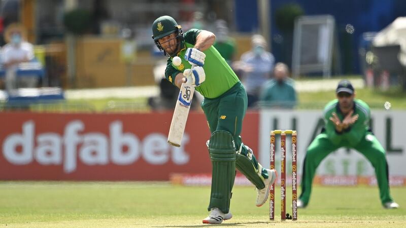South Africa opening batsman  Janneman Malan  during his innings of 177 not out against Ireland at Malahide. Photograph:  Seb Daly/Sportsfile