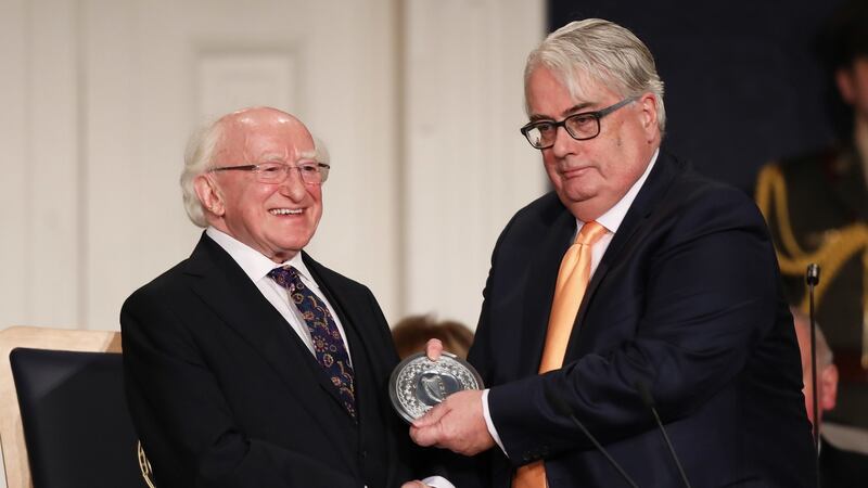 Michael D Higgins during his inauguration ceremony at Dublin Castle. Photograph: Maxwells/PA Wire