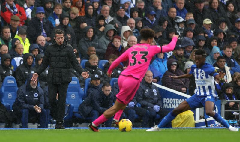 Fulham manager Marco Silva watches the action at the Amex Stadium. Photograph: Steven Paston/PA Wire