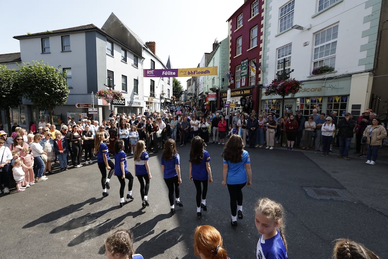 The Portlaoise Comhaltas dance group attracted a big crowd for their street performance in Wexford. Photograph: Nick Bradshaw