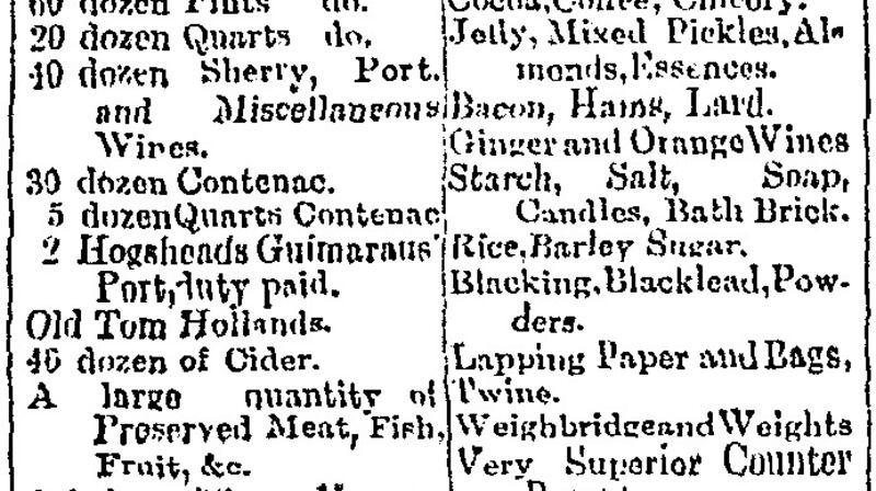 The Irish Times advertisement for the auction of Samuel Bailey’s shop at 23 D’Olier Street, January 4th, 1881