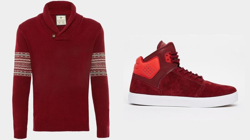 Gifts for teens: Jumper with fairisle detail, €20, Penneys; Supra Atom suede trainers, €100, ASOS