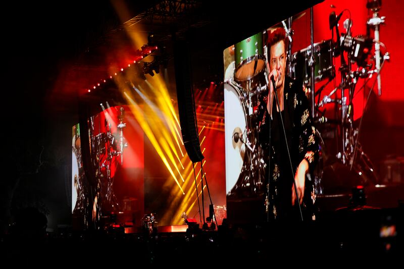 Electric Picnic: Brandon Flowers and The Killers close the festival with a a performance of When You Were Young. Photograph: Alan Betson