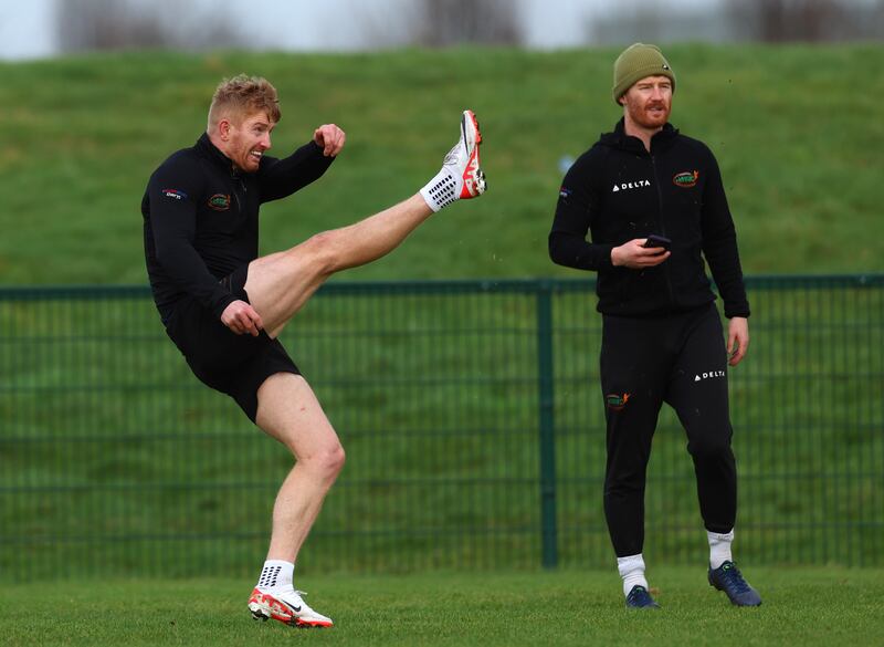 Darragh Leader gets his kick away watched by his brother Tadhg Leader. There will be a total of 30 kickers/punters taking part in the Combine at Indianapolis, including the quartet of Irish hopefuls. 'It’s the best of the best,' says Tadhg. 'It’s extremely hard to get invited to the Combine.'
