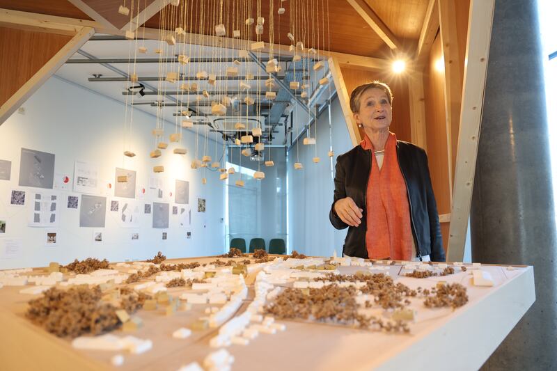 Valerie Mulvin. The Housing Unlocked exhibition showcases eight architect-led proposals to unlock housing potential in our villages, towns and cities. McCullough Mulvin architects' project is 'Join the Dots' based on Mountrath. Photograph: Nick Bradshaw