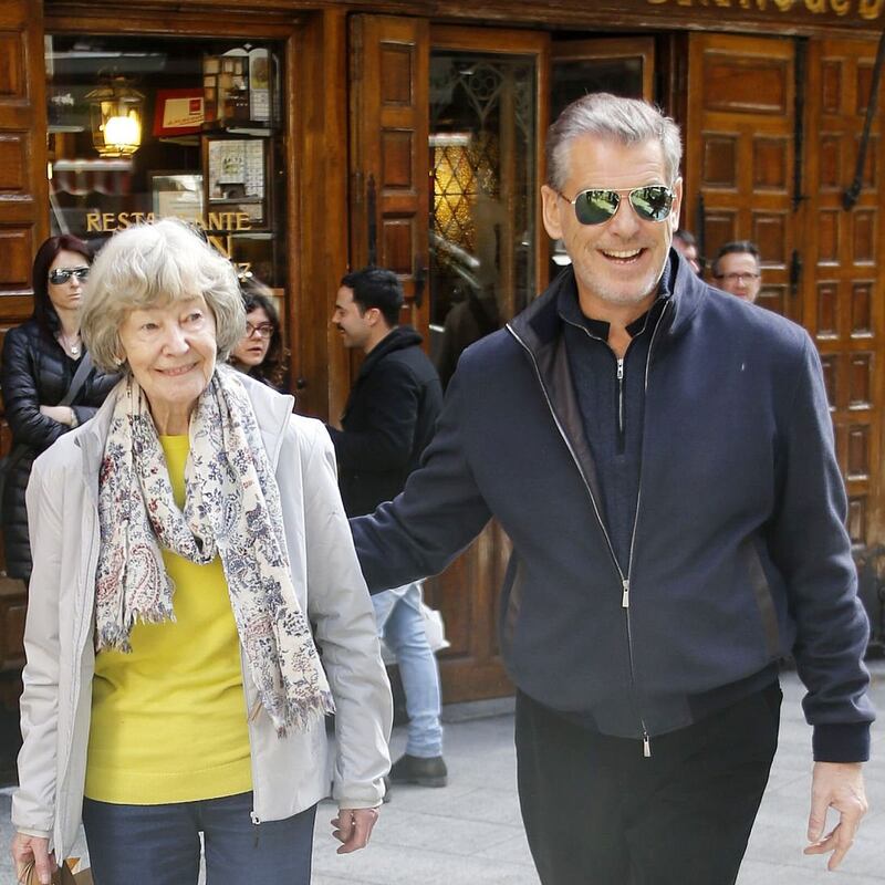 Pierce Brosnan with his mother, May, in 2016. Photograph: Europa Press via Getty