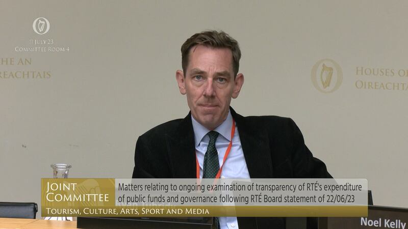 Ryan Tubridy at a meeting of the Oireachtas media committee in July. The presenter has since been hired by Virgin Radio UK. Photograph: Oireachtas TV