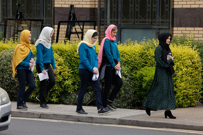 Students from Largy College attend Dlava Mohamed's funeral in Dublin. Photograph: Alan Betson

