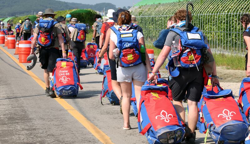 Long before the event’s start, critics raised concerns about bringing such large numbers of young people to a vast, treeless area lacking protection from the summer heat. Photograph: Yonhap via AP