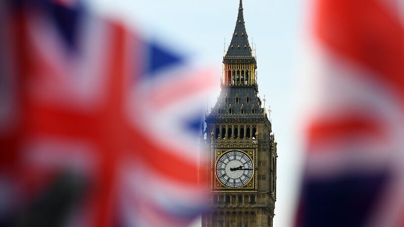 Union Jack flies nears Bign Ben.  Photograph: EPA/Andy Rain