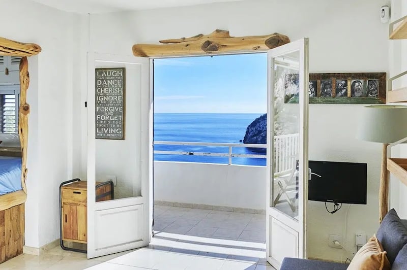 Spain: Ibiza: Located in Santa Eulalia the small but functional unit overlooks the water and beach