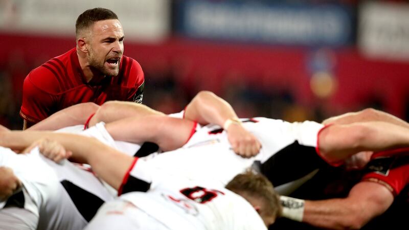 New Munster scrumhalf Alby Mathewson in action in the  Guinness Pro 14 game against Ulster at Thomond Park. Photograph: Dan Sheridan/Inpho