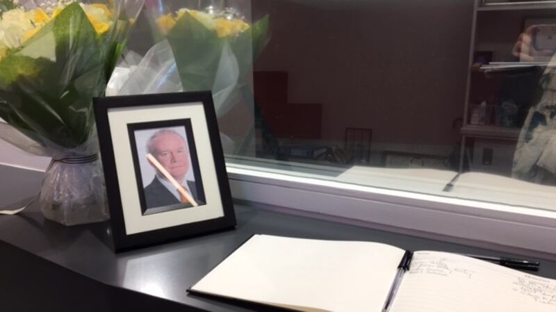 A book of condolences has opened in memory of Martin McGuinness at the Museum of Free Derry. Photograph: Freya McClements