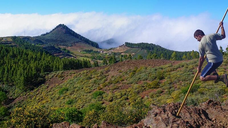 An early method of transport: el salto del pastor (the shepherd’s leap). Photograph: Vega de San Mateo Tourism/sanmateoturistico.es