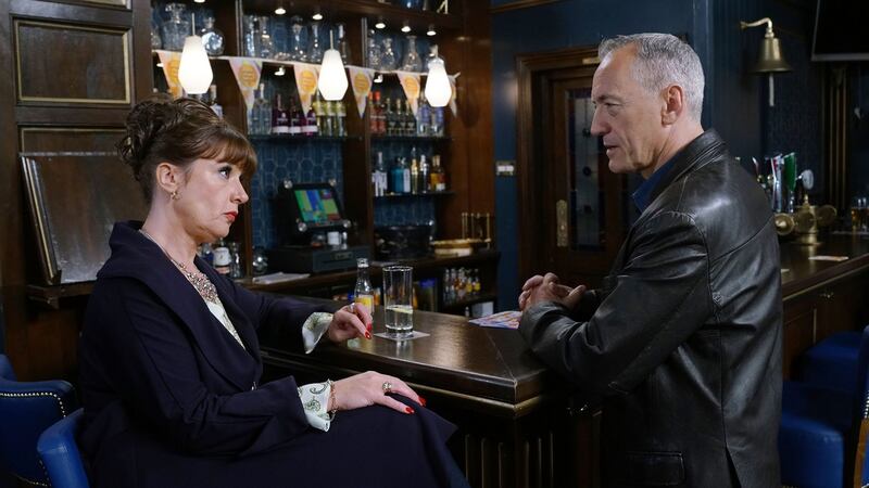 Tina Kellegher as Ger Lynch and Nigel Mercier as DI Steve Yates  in Fair City