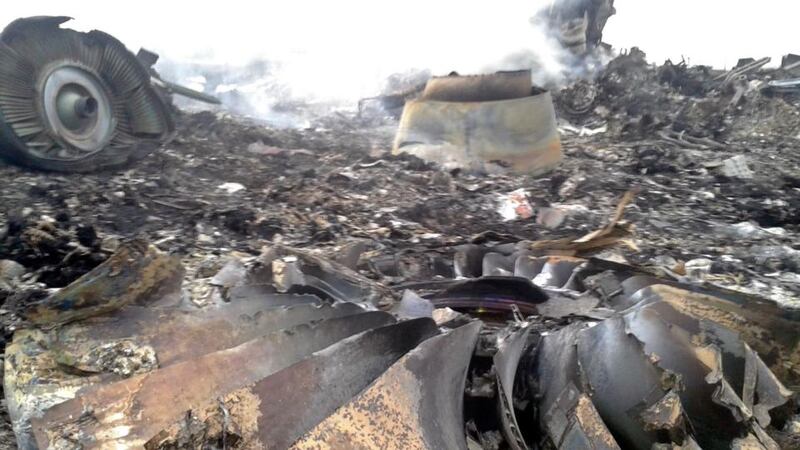Wreckage from the  Malaysia Airlines Boeing 777  at Grabovo in the Donetsk region of Ukraine. Photograph: Maxim Zmeyev/Reuters