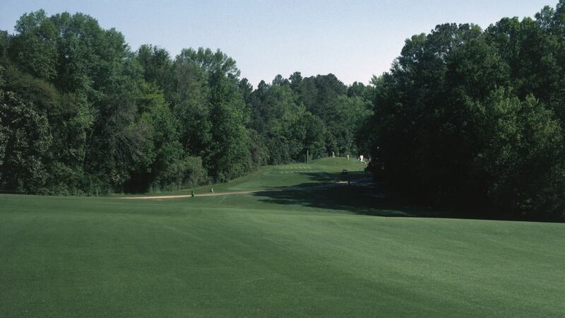 Alister MacKenzie’s original plan for the 14th hole at Augusta, now the fifth, was based on the  Road Hole on the Old Course at St Andrews. Photograph: David Cannon/Getty Images