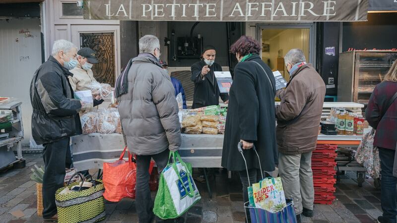 La Petite Affaire, a tiny shop that sells foods near their expiration date for less than half-price in Paris, this week. Photograph: Andrea Mantovani/The New York Times