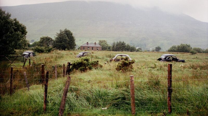 Wiring, Nephin Beg Range (1986). ‘Abandoned cars, ironic,  because my father [reluctantly] worked at a car factory all his life’