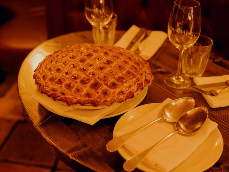 A cock-a-leekie pie at Spitalfields. Photograph: Ellius Grace/The New York Times
                      