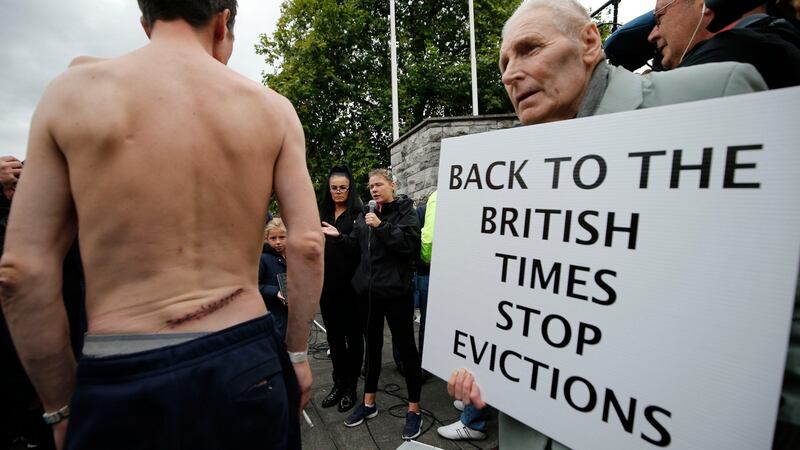 Times past and present: Take Back the City group’s National Day of Action over the housing shortage in the capital. Photograph: Nick Bradshaw/The Irish Times