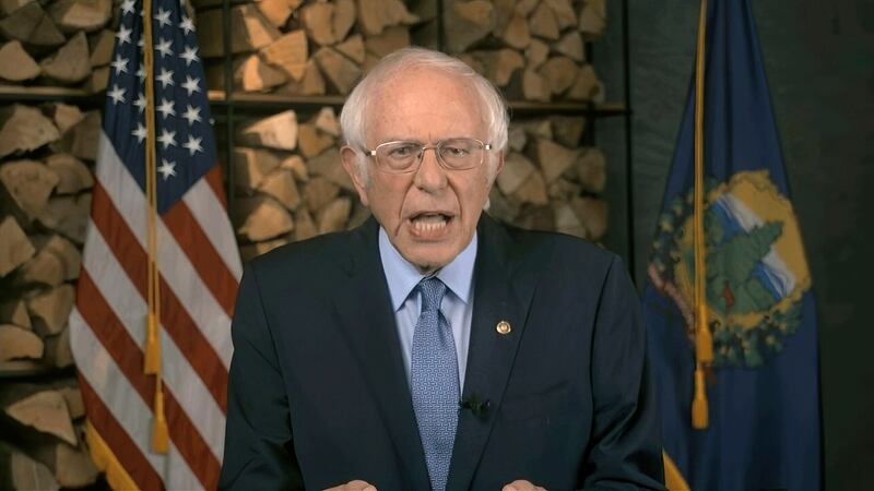 Bernie Sanders speaks during the first night of the Democratic National Convention. Image: AP