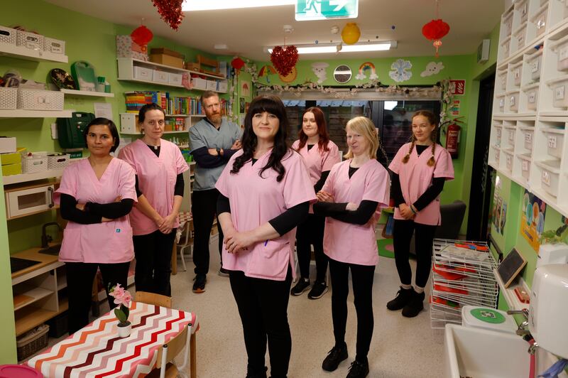 Fiona Bowe at her creche with her team at Cherry Blossom Montessori  in Castleknock. Photograph: Alan Betson
