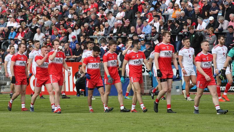 Tyrone versus Derry in 2006 generated an awesome atmosphere but Derry have slipped a long way down the rankings and the rivalry has been diluted.  Photograph: Lorcan Doherty/Inpho
