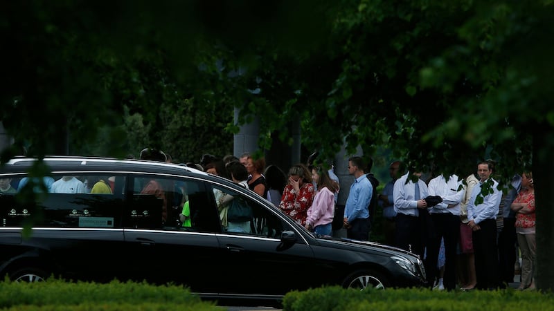 The funeral of Ana Kriegel taking place at Newlands Cross Crematorium. Photograph: Stephen Collins/Collins Photos