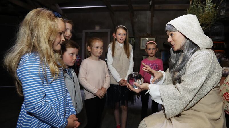 Herbalist Sr Brigid, played by Laura White,  in her apothecary, tells stories about Ireland’s myths and legends