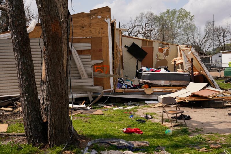 Debris covers the ground in Rolling Fork, Mississippi, after a deadly tornado and severe storm moved through the area. Photograph: AP Photo/Carolyn Kaster