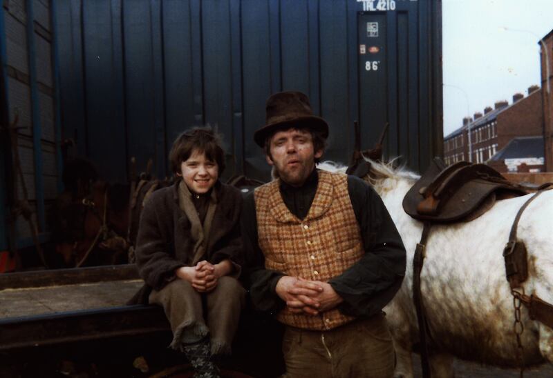 Paul Markey and his father John on the set of The Manions Of America (1981)