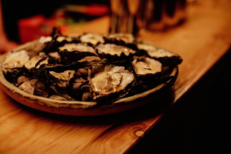 Oysters served at Allta Winter House. Photograph: Al Higgins