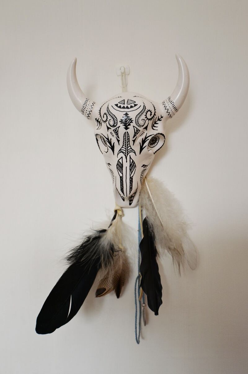 A porcelain skull of a ram’s head, which Heffernan hand-painted. Photograph: Alan Betson