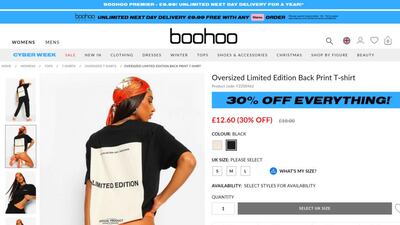 A detail of the Boohoo ad that was banned in the UK. Photograph: ASA/PA