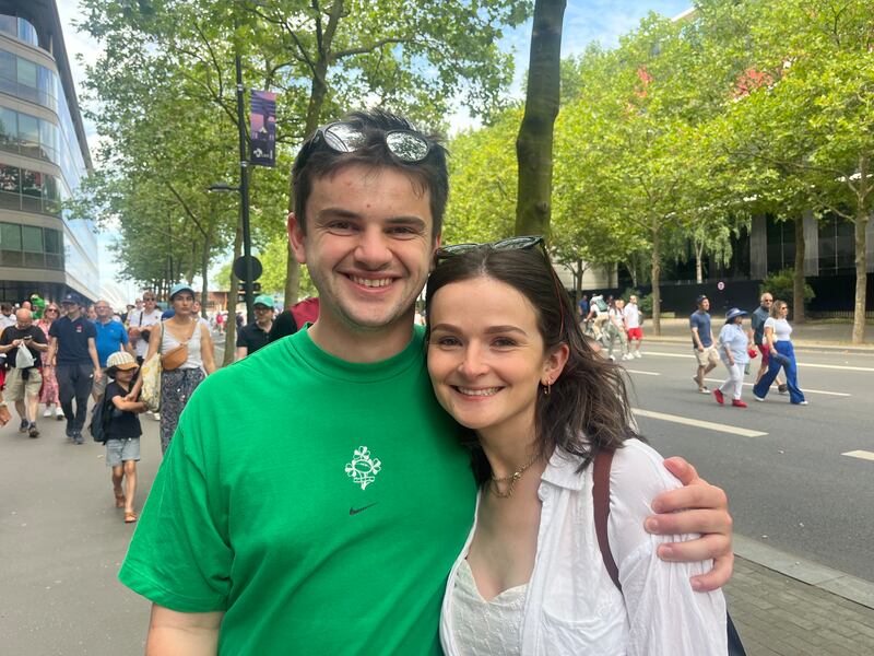 David Jameson and Joanna Minnis from Belfast in Paris. Photograph: Jack Power