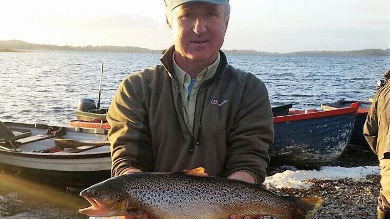 Garda Trout and Salmon Club member Peter McGuinness (Galway) with a fine 6lb3oz trout landed on Lough Owel at the final Garda competition of 2017.