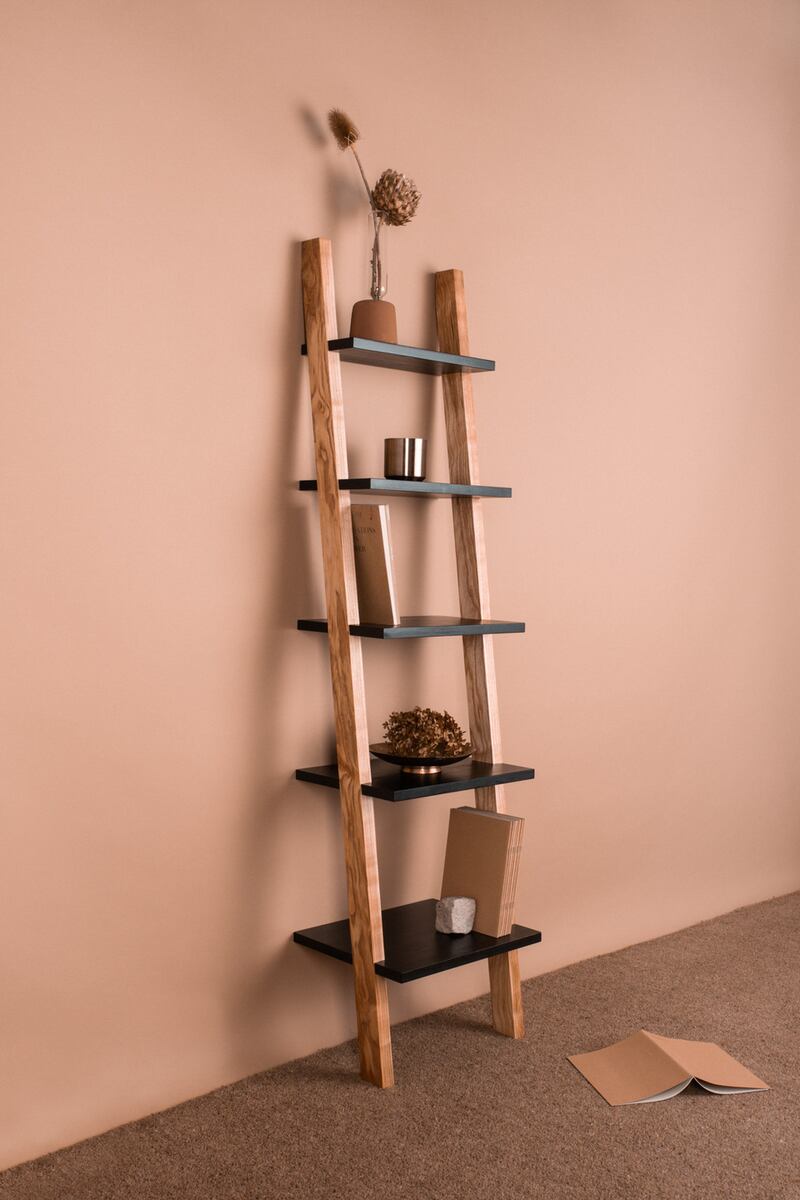 Repose, a mobile shelving unit, made from wild Irish ash and black waxed Finnish pine, €595, from Colin Harris.