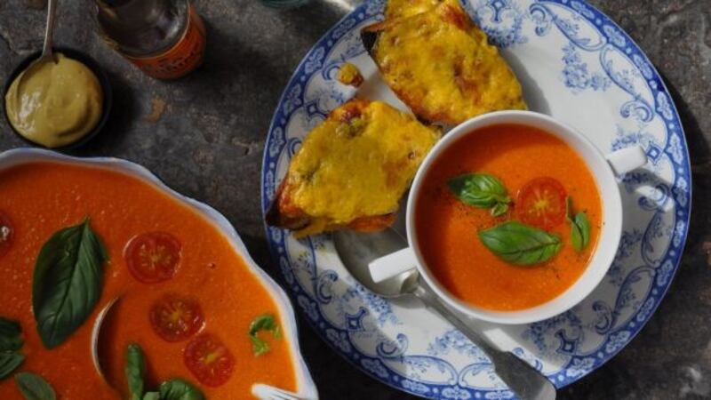 Lilly Higgins’s red pepper soup with Welsh rarebit