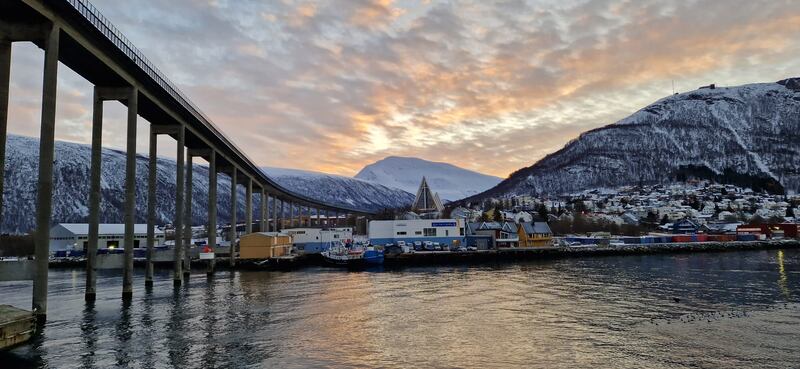 The Tromsø Bridge – which links the city to the mainland. Photograph: Damian Cullen